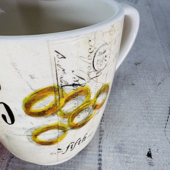 2010 Williams Sonoma 12 DAYS OF CHRISTMAS Multimotif Black Numbers 5/6 Cup Mug - Picture 15 of 16